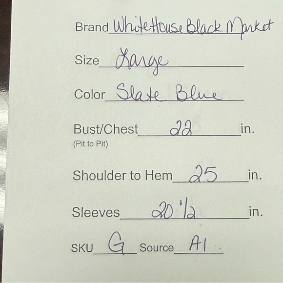 White House Black Market Blue Tie-Back Long Sleeve Peplum Blouse Soft Knit Sz L - Picture 7 of 7